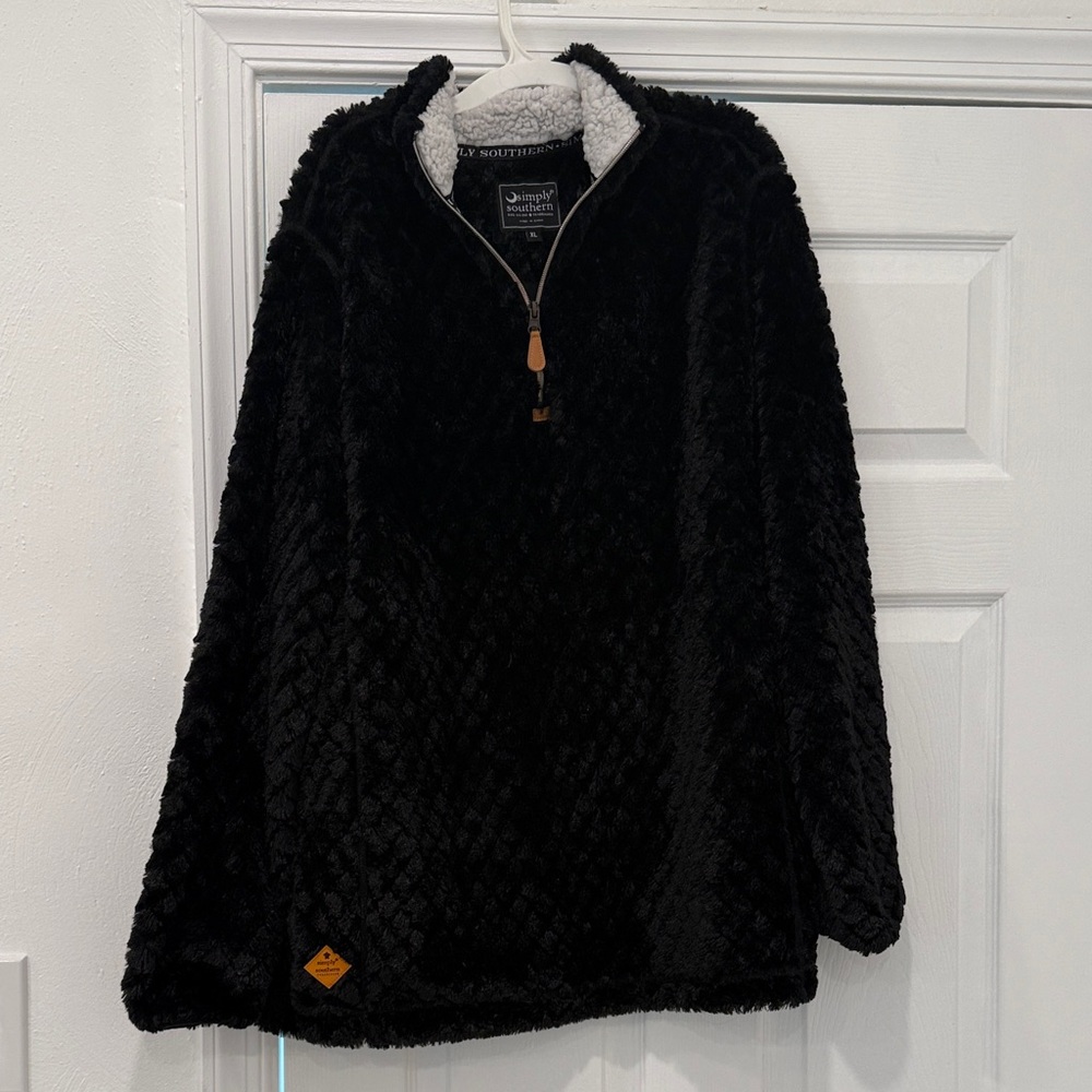 Simply Southern Black Fuzzy Pullover